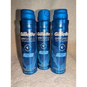 3ct Gillette DryShield ARCTIC ICE Antiperspirant Deodorant Dry Spray 4.3 oz. NEW